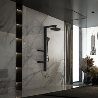 Душевая стойка Inspire VSFS-3I11MB с изливом, 30см верх душ, черный - Gidratop.ru изображение