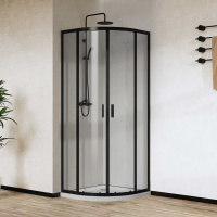 Душевой уголок City VSQ-5CT900CLB, 900*900, черный матовый, стекло прозрачное - Gidratop.ru изображение