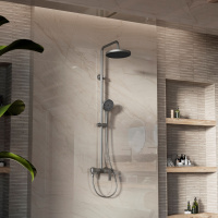 Душевая стойка VSFS-413GM с изливом, вороненая сталь