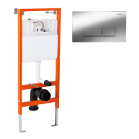 Инсталляция для подвесного унитаза в комплекте с клавишей смыва с прямоугольными кнопками BelBgano BB097SET.Q.CR