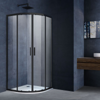Душевой уголок Alpha VSQ-3AL900CLB, 900*900, черный, стекло прозрачное - Gidratop.ru изображение