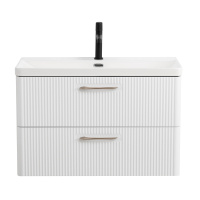 DUE База под раковину подвесная с двумя выкатными ящиками, Bianco Lucido, 800x422x500, DUE-800-2C-SO-BL-P - Gidratop.ru изображение