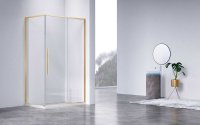 Душевой уголок Slim-N VSR-4SN8014CLG, 1400*800, брашированное золото, стекло прозрачное - Gidratop.ru изображение