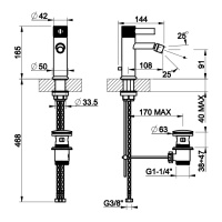 GESSI INCISO смеситель для биде на 1 отверстие с донным клапаном Цвет: brushed brass pvd - Gidratop.ru изображение
