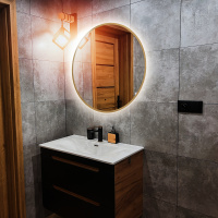 Зеркало ABBER Mond AG6204SCG-0.77 с подсветкой, бесконтактный выключатель, диммер, золото - Gidratop.ru изображение