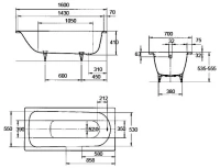 Стальная ванна Kaldewei Saniform Plus мод. 362-1, 160 х 70 см, без покрытия, 1117.0001.0001 - Gidratop.ru изображение