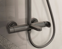 Душевая стойка Rondo VSFS-1R1GM с изливом, вороненая сталь - Gidratop.ru изображение