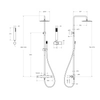 UNO Душевая стойка со смесителем для верхнего и ручного душа, чёрный UNO-DOCM-NERO. Диаметр верхнего душа 25 см. - Gidratop.ru изображение