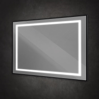 Зеркало в алюминиевой раме со встроенным светильником и сенсорным выключателем по периметру рамы, SPC-KRAFT-1200-800-SENS-NERO, 1200x800x32 мм - Gidratop.ru изображение