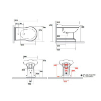 Биде напольное 61х39см, приставное BTW с 3 отв. под смеситель, цвет: белый - Gidratop.ru изображение