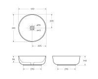 Раковина накладная керамическая, круглая, чёрная матовая, BB1315-H301, 410x410x130 - Gidratop.ru изображение