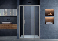 Душевая дверь Alpha VDS-3AL130CLGM, 1300, вороненая сталь, стекло прозрачное - Gidratop.ru изображение