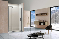 Душевая дверь Extra VDP-1E1112CLGM, 1100/1200, вороненая сталь, стекло прозрачное - Gidratop.ru изображение