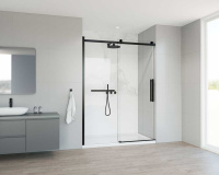 Душевая дверь Como Soft VDS-1CS150CLB, 1500, черный, стекло прозрачное - Gidratop.ru изображение