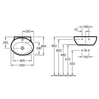 Раковина Villeroy&Boch Aveo, 50,5 х 40,5 см, подвесная, альпийский белый, New Generation 413150 - Gidratop.ru изображение