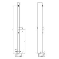 GESSI OUTDOOR душевая стойка для установки на улице, напольная, на 2 выхода, без ручек, ручного душа и верхнего душа, внешняя часть, цвет Black XL - Gidratop.ru изображение