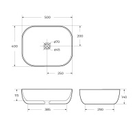 Раковина накладная керамическая, прямоугольная, чёрная матовая, BB1302-H301, 500x400x140 - Gidratop.ru изображение