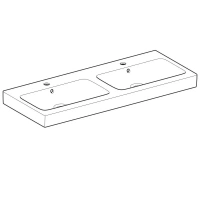 Раковина Geberit iCon 124120000, 120 х 48,5 см, двойная, переливы и отверстия под смесители по центру чаш, белая - Gidratop.ru изображение