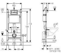 Монтажный элемент Geberit Duofix 458.135.21.1 UP100 для подвесного унитаза,H112, с клавишей Delta 50 (хром глянец) - Gidratop.ru изображение