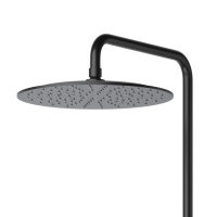 LEAF-CDA-30-L-NOP Душевая стойка телескопическая, с верхним и ручным душем, верхний душ диаметр 300 мм металл, исполнение Чёрный матовый - Gidratop.ru изображение