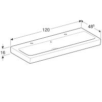 Раковина Geberit iCon 124020000, 120 х 48,5 см, с переливом по центру, 2 отверстия под смесители, белая - Gidratop.ru изображение