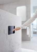 Клавиша Geberit Sigma 116.090.SG.1 Type 80, бесконтактная, сенсорная, черное стекло - Gidratop.ru изображение