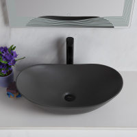 Раковина накладная керамическая, серая матовая, BB1404-H311, 605x370x150 - Gidratop.ru изображение