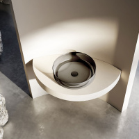 Раковина прозрачная Vincea VBS-6T16B, 450*450*130, накладная, цвет черный - Gidratop.ru изображение