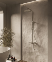 Душевая стойка Desire VSFS-1D1TBN термостатическая с изливом, 25см верх душ, брашированный никель - Gidratop.ru изображение