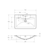 Раковина из литьевого мрамора, 700х455х145, BB700/455-LV-MR-ALR - Gidratop.ru изображение