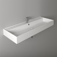 Раковина подвесная 121х46 см, с переливом, с 1 отв под смеситель,цвет белый - Gidratop.ru изображение