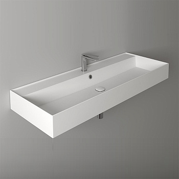 Раковина подвесная 121х46 см, с переливом, с 1 отв под смеситель,цвет белый