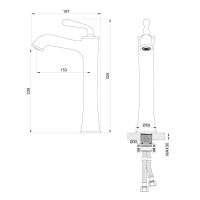 Смеситель для раковины высокий WONZON & WOGHAND STEAM, Темный графит (WW-88239008-BGM) - Gidratop.ru изображение