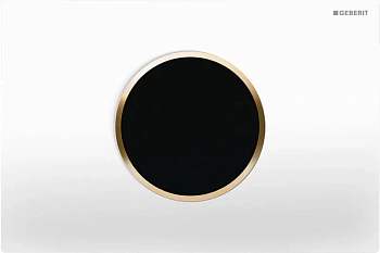 Клавиша смыва Geberit Sigma 115.907.KK.1 Type 10, бесконтактная, сенсорная, для унитаза, 230В, двойной смыв, пластик, белый/ позолоченный