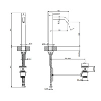 GESSI 316 смеситель для раковины на 1 отверстие, высокий h=305мм,  с донным клапаном, излив 155мм, цвет: Black XL - Gidratop.ru изображение