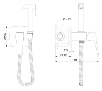Смеситель с гигиеническим душем встраиваемый WONZON & WOGHAND FLEX, Хром (WW-88829072-CR) - Gidratop.ru изображение