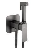 Смеситель с гигиеническим душем встраиваемый WONZON & WOGHAND DIAMOND, Темный графит (WW-88829011-BGM) - Gidratop.ru изображение