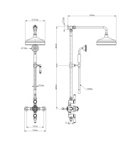 Душевая система с термостатом WONZON & WOGHAND RETRO, Белый матовый (WW-B3041-MW) - Gidratop.ru изображение