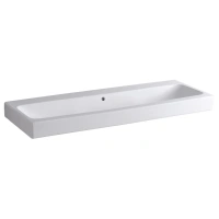 Раковина Geberit iCon 124025000, 120 х 48,5 см, с переливом по центру, без отверстия под смеситель, белая - Gidratop.ru изображение
