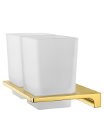 Два стакана для зубных щеток с держателем WONZON & WOGHAND ECLIPSE, Глянцевое золото (WW-9128-LG) - Gidratop.ru изображение