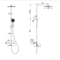Душевая система с термостатом WONZON & WOGHAND STICK, Брашированное золото (WW-88739903-BG) - Gidratop.ru изображение