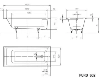 Стальная ванна Kaldewei Puro мод. 652, 170 х 75 х 42 см, anti-slip + easy-clean, 2562.3000.3001 - Gidratop.ru изображение