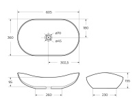 Раковина накладная керамическая, серая матовая, BB1404-H311, 605x370x150 - Gidratop.ru изображение