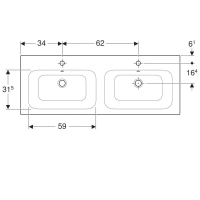 Раковина Geberit Renova Plan 122230000, двойная, 130 х 48 см, белая - Gidratop.ru изображение
