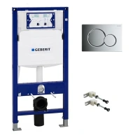 Инсталляция Geberit Duofix UP320 111.300.21.5 для унитаза с креплением и кнопкой смыва, глянцевый хром - Gidratop.ru изображение