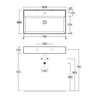 Раковина 81х46 см, 1 отв., подвесная, с переливом, цвет: белый - Gidratop.ru изображение