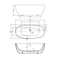 Ванна акриловая Vincea VBT-405-1700, 1700*800*580, цвет белый, щелевой перелив - Gidratop.ru изображение