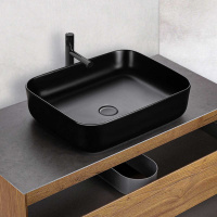 Раковина керамическая Vincea VBS-105MB, 500*410*130, накладная, цвет матовый черный - Gidratop.ru изображение