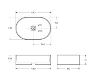 Раковина керамическая накладная, овальная BB1497, 500x320x120 - Gidratop.ru изображение