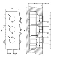 GESSI 316 встраиваемый термостатический смеситель на 2 источника, резьба 3/4 (внешние части), цвет: brushed black metal pvd - Gidratop.ru изображение
